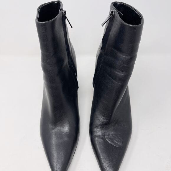 Marc Fisher Womens 9.5 Black Leather Kulika Booties Pointed Toe Wrap Block Heel - Picture 6 of 15